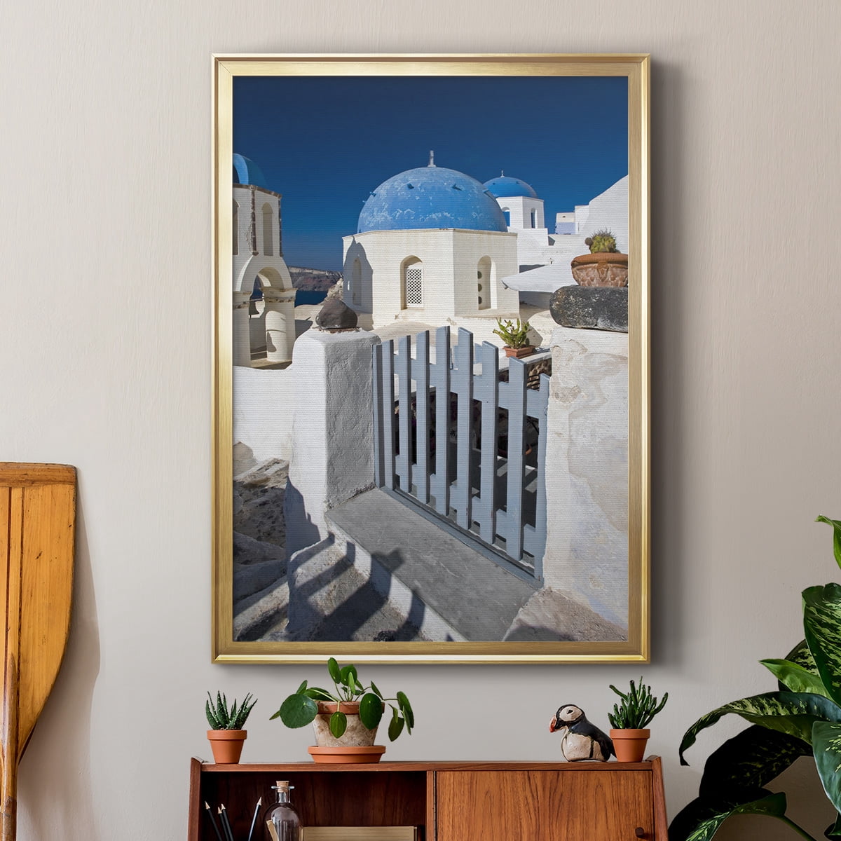 Santorini Sidewalk Premium Framed Print - Ready to Hang
