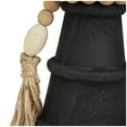 thumbnail image 4 of DecMode 2 Candle Black Wood Handmade Textured Matte Candle Holder with Beaded Garland Accent, Set of 2, 4 of 12