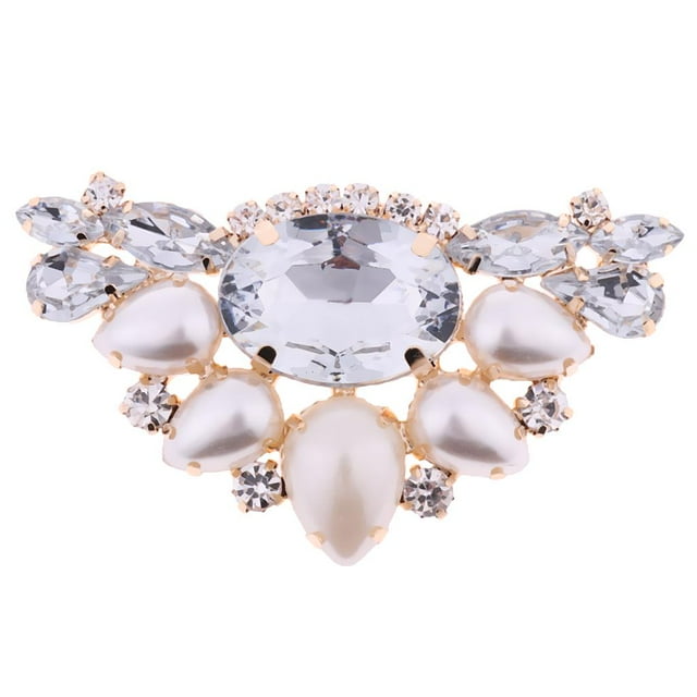Triángulo de Perlas de de Imitación de Cristal Fiesta Nupcial Clip champán Zulema Adornos de zapatos de cristal