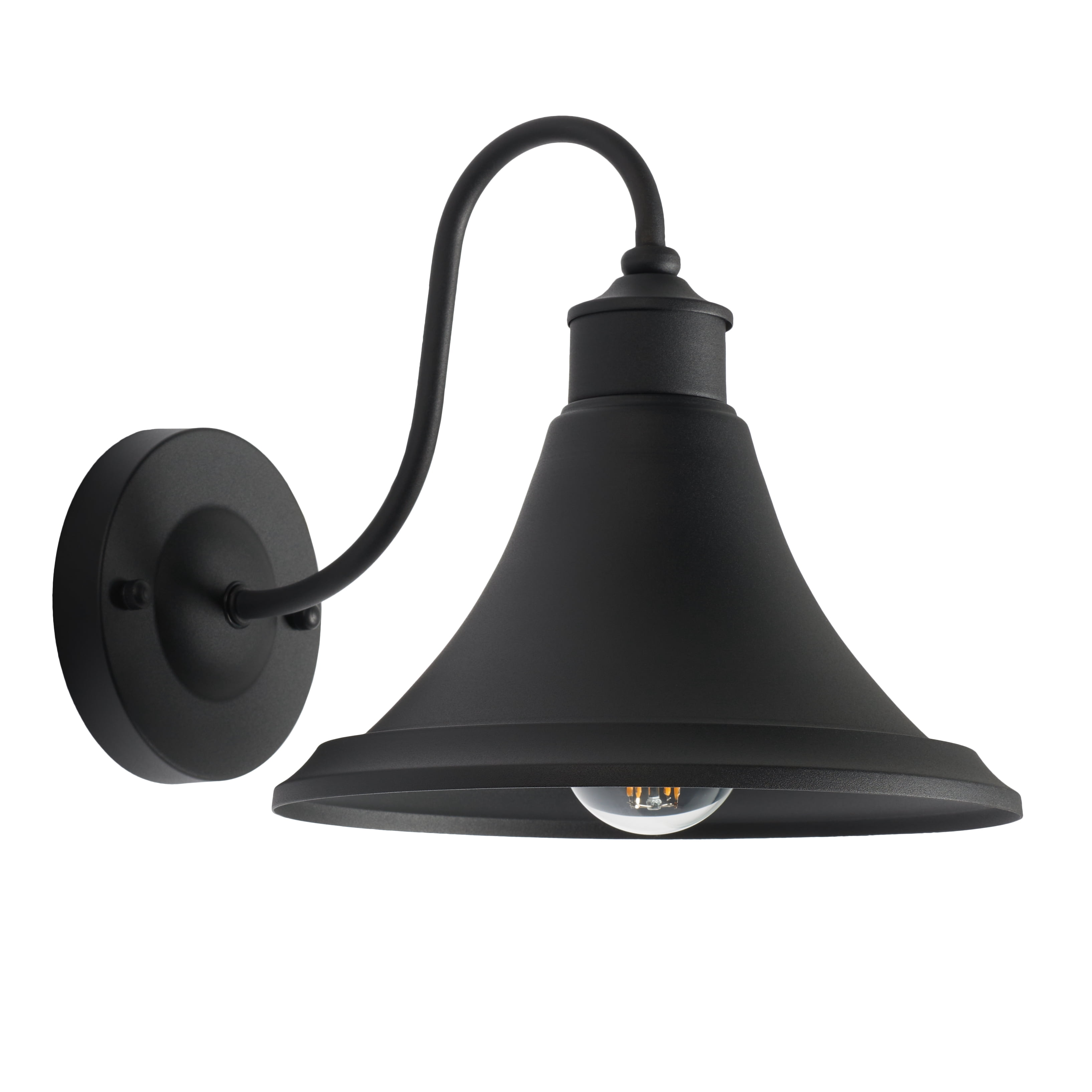 SAFAVIEH Graylyn 2-Light A19 Black Steel Wall Sconce with Black Shade, Set of 2