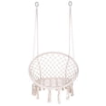 thumbnail image 1 of Hamaca de macramé con malla tejida para terraza, balcón, jardín, sala de estar, color beige, 1 of 12