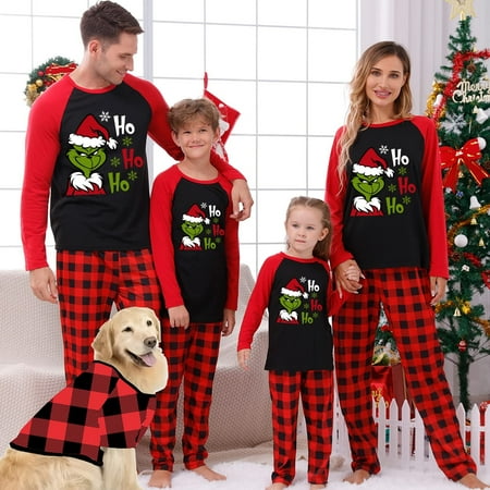 

Christmas Pajamas Family Christmas Pjs Matching Sets Women Men Xmas Grinch Matching Pajamas for Adults Kids Holiday Xmas Grinch Sleepwear Set