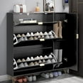 thumbnail image 4 of Eclife Flip Drawers Entryway Shoes Cabinets with Doors Narrow Slim 20 Pair 3 Tier Shoe Shoe Rack Freestanding Modern Shoes Storage Organizer Shelves, Black, 4 of 9