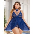 thumbnail image 2 of SUCS Plus Size Lingerie for Women Sexy Lace Babydoll Mesh Choker Sleepwear L-5XL, 2 of 6