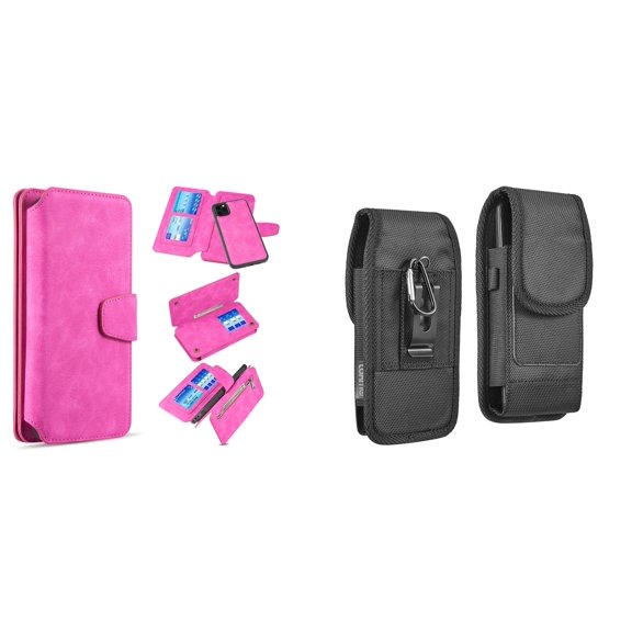 Clutch Wallet Detachable Case and Belt Holster Pouch for iPhone 14 Plus - Hot Pink
