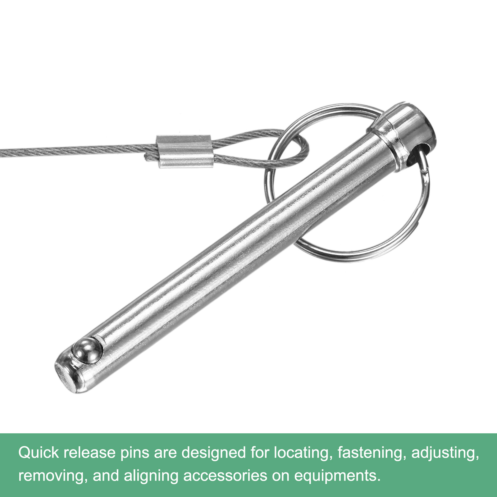Uxcell 2-Pack Quick Release Pins, 1/4"(6mm) Diameter, 1.06"(27mm) Usage Length Bimini Top Pin W/Lanyard & Screws, 1.57"(40mm) Long Hardware Pins