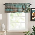 thumbnail image 2 of Daisy Flower Rod Pocket Curtain Valance, Vintage Horseshoes Farmhouse Wooden Grain Teal Farmhouse Window Valance for Living Room, Bedroom, Kitchen 54"W x 18"L, 2 of 9