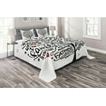 thumbnail image 1 of Tree Coverlet Set Queen Size, Family Tree Themed Composition with Doodle Style Drawing Parents Friends, Quilted 3 Piece Decor Bedspread Set with 2 Pillow Shams, Vermilion Black White, by Ambesonne, 1 of 2