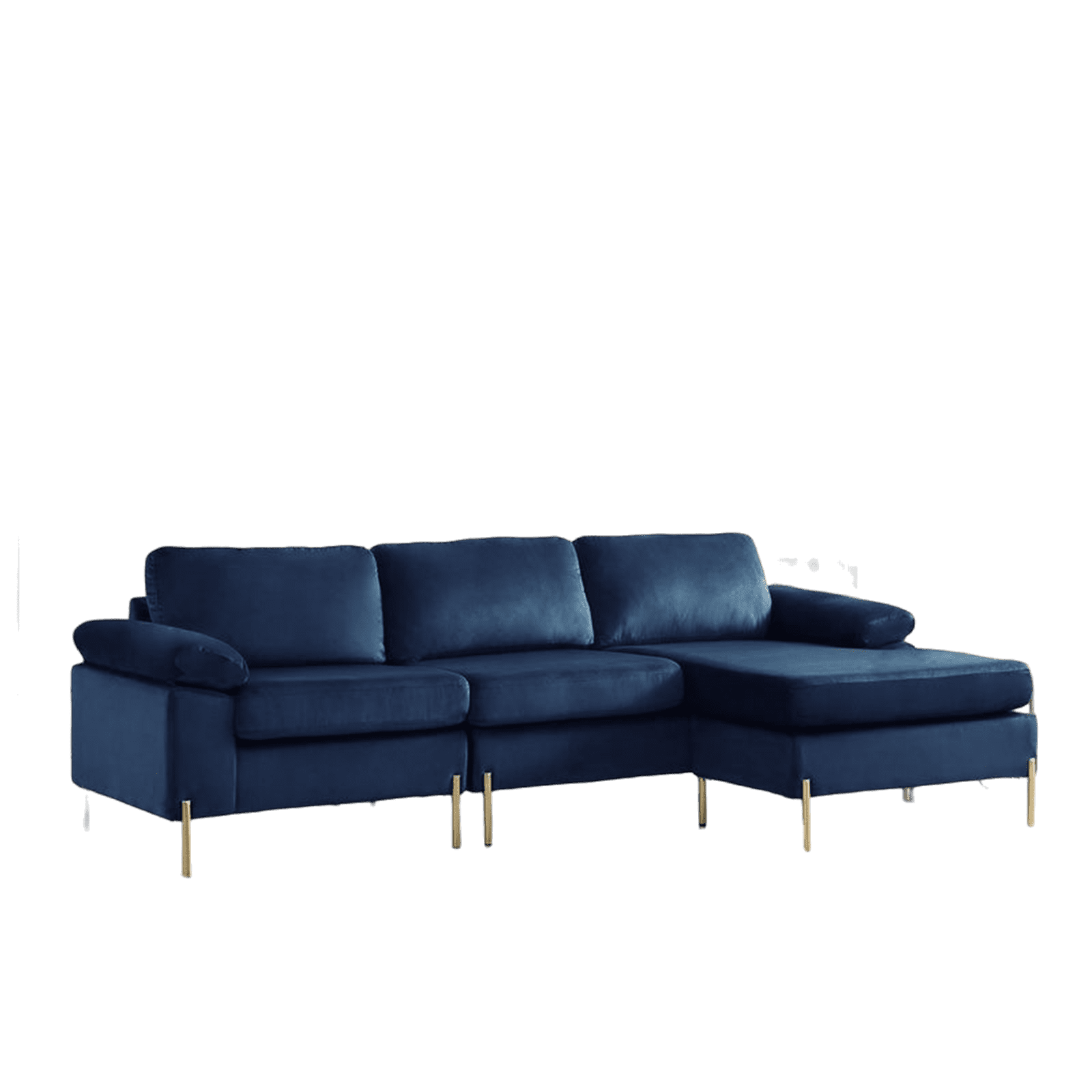 Hommoo Velvet L-Shaped Sectional Sofa with Chaise, Modern Living Room Sofa Set, Blue