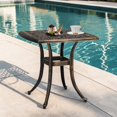 thumbnail image 2 of GZXS Outdoor Cast Aluminum Table, 21.3 Inch Square End Table, Modern Side Table with 1.6" Umbrella Hole for Porch, Yard, Deck, Poolside, Bronze, 2 of 7
