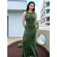 thumbnail image 5 of Women'S Midi Bodycon Dress Summer Sleeveless Ruffle Mermaid Dress Green One Size, 5 of 6