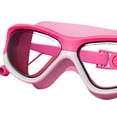 thumbnail image 3 of Gafas de natación para niños, gafas de natación impermeables, ligeras, de moda profesional, gafas de natación de montura grande para niños al aire blanco rosa, 3 of 9
