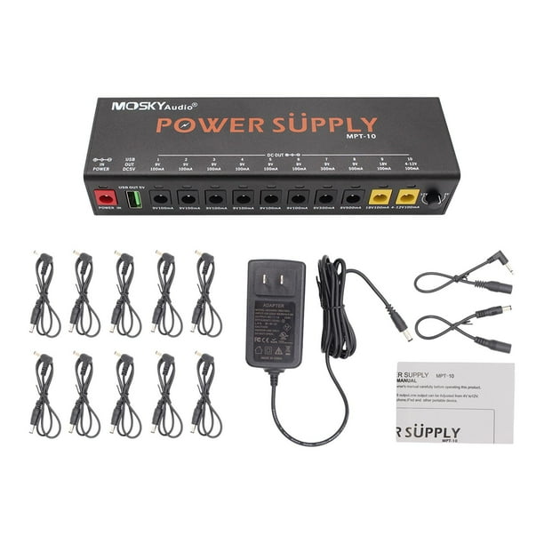 Potencia de Pedal de guitarra para Pedal de efectos de bajo de guitarra de 18V fuente de alimentación de pedalera