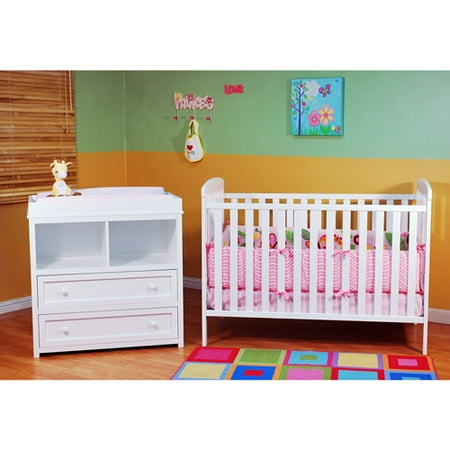 AFG- Athena Leila Crib and Dresser/Changing Table Set, Choose Your Finish