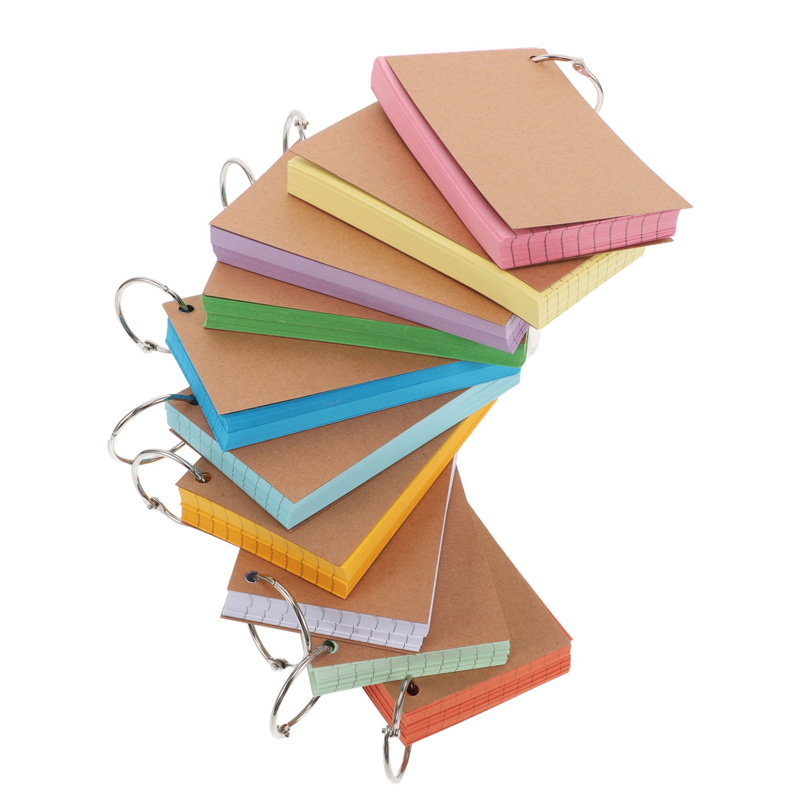 RENACLIPY 10-Pack Assorted Color Double-Sided Lined Index Cards with Paper Covers for Study and Note Taking