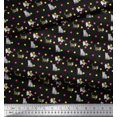 thumbnail image 3 of Soimoi Georgette Viscose Fabric Dot & Cat Animal Decor Fabric Printed Yard 42 Inch Wide, 3 of 5