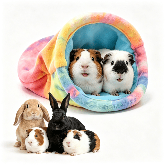 LQSEO Guinea Pig Snuggle Sack-Cute Small Animal Bed Fleece Sleep Sacks Anti Collapse Opening Designed Cage Liner Hideout,Washable Bunny Rabbit Bed for Indoor Small Pets Hamster Ferret Hedgehog