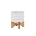 thumbnail image 1 of Sagebrook Home 14485-03 CERAMIC 6" PLANTER ON STAND, WHITE STRIPE, 1 of 3