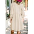 thumbnail image 3 of Women Oversized Sweatshirt Dress Raglan Lantern Sleeve Scoop Neck Pullover High Low Hem Flowy Babydoll Mini Dress, 3 of 3