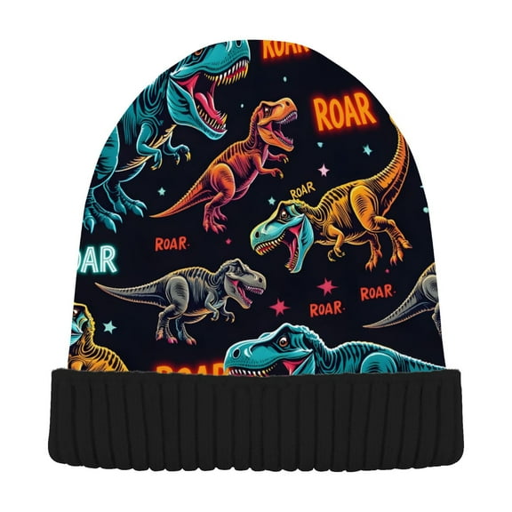 joogoo Neon Cartoon Dinosaur Beanie Hats Cuffed Winter Warm Knit Thick Beanies