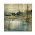 thumbnail image 3 of Designart "Illustration of a Summer Lake Landscape V" Landscapes Print on Natural Pine Wood, 3 of 5