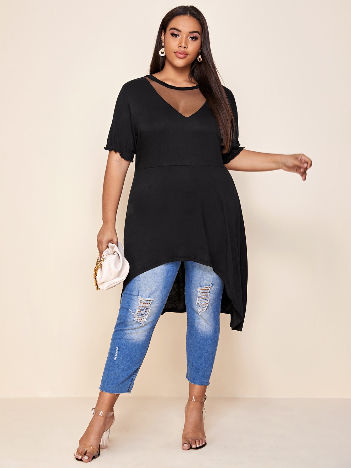 Plus size high low tee shirts Clearance