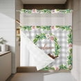 thumbnail image 4 of Spring Daisy Leaf Garland No Hook Shower Curtain with Snap in Liner Bird Welcome Light Grey Plaid Waterproof Bathroom Shower Curtain with See Through Top Window for Bathtub 72" x 78", 4 of 9