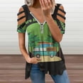 thumbnail image 2 of Funny Camping Womens Summer V Neck Zipper Top Short Sleeve T Shirt Off Shoulder Top Casual Classy Loose Shirts, 2 of 7