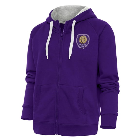 Women's Antigua Purple Orlando City SC Logo Victory Full-Zip Hoodie