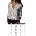 thumbnail image 4 of Youkk Femmes Revers Manches Longues Blouse Filles Modèle en Vrac Style Tops Chemise Blanc L, 4 of 6