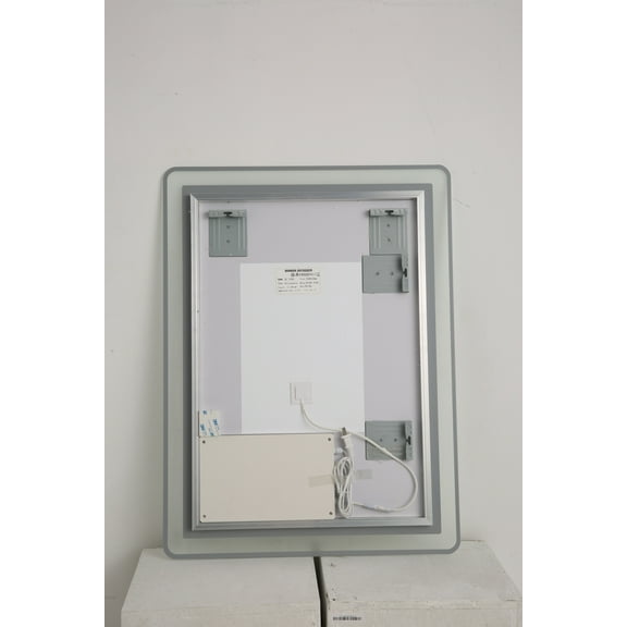 Lisonu 48x32 Inch LED Lighted Bathroom Mirror, Wall Mounted Vanity Mirror with Anti-Fog, 3 Colors, 5-Level Dimmable Touch Control, Horizontal/Vertical Mount, Modern Design