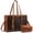 Brown&black, variant on Laptop Bag for Women Vintage Leather Work Tote 15.6 inch Large Capacity Computer bag with Clutch Purse for Office, Travel, Casual