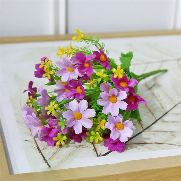 Clearance Artificial flowers under $1,Indoor Flower Artificial Faux Daisy Wildflowers Decor Outside Garden Silk Artificial Flowers