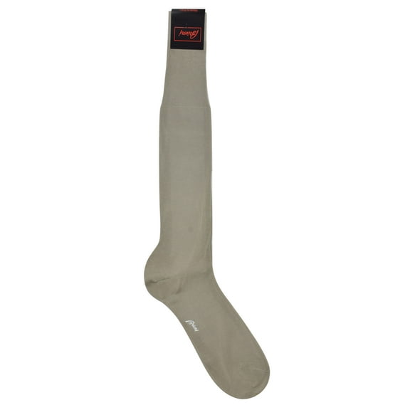 Brioni Men's 100% Cotton Light Taupe Long Socks (10)