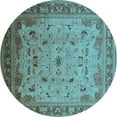 thumbnail image 1 of Ahgly Company Indoor Round Oriental Light Blue Traditional Area Rugs, 7' Round, 1 of 4