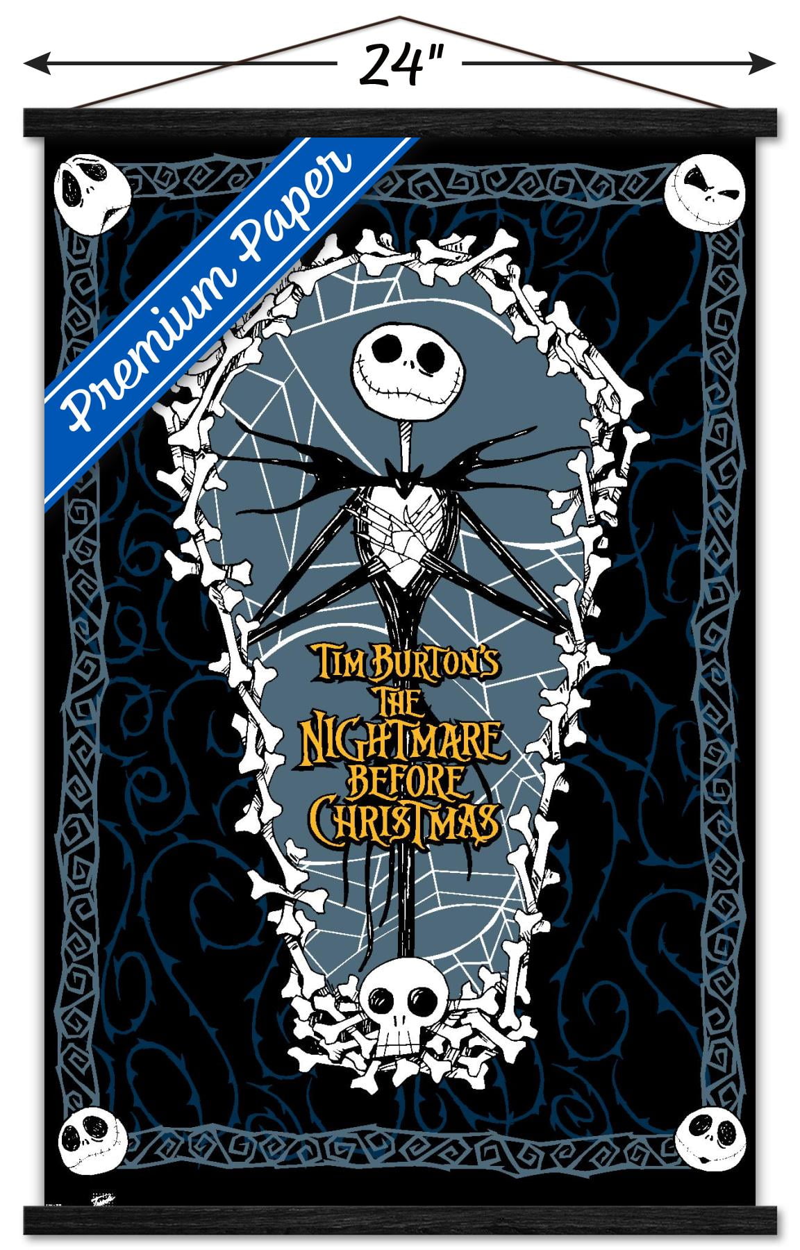 Disney Tim Burton's The Nightmare Before Christmas - Skellington Wall Poster with Wooden Magnetic Frame, 22.375" x 34"