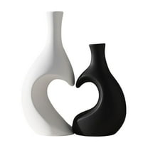 Dnogom Heart-Forming Plastic Vase Set of 2, Romantic Minimalist Art Vase Non-Fragile Decor Vase For Tabletop, Wedding & Valentine's Day Decoration