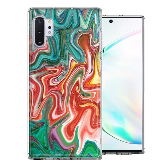 MUNDAZE For Samsung Galaxy Note 10 Plus Green Pink Abstract Design Double Layer Phone Case Cover