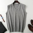 thumbnail image 4 of Bcfgryg Sweater Vest Men's Sleeveless Knitted Vest V Neck Knitted Vest Spring Plain Sleeveless Knitted For Men Mens Cardigans Gray S, 4 of 4