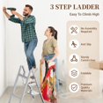 thumbnail image 3 of 3 Step Ladder Folding Step Stool, Lightweight Aluminum Ladder with Anti-Slip Pedal, 330 lbs Capacity Step Stool for Kitchen, Home, Library, RV, Silver White Step Ladder, 3 of 8