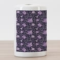 thumbnail image 3 of Floral Ceramic Toothbrush Holder, Butterfly Silhouettes with Plant Flower Patterned Design Swirls Curves, Decorative Versatile Countertop for Bathroom, 4.5" X 2.7", Lilac Dark Purple White, 3 of 4