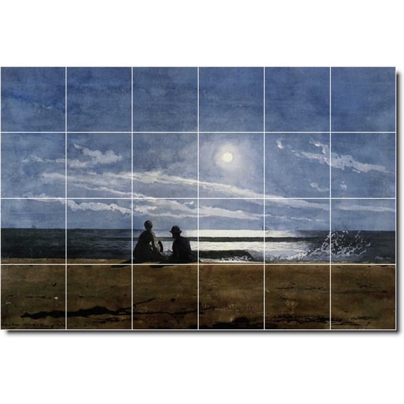 Ceramic Tile Mural-Winslow Homer Waterfront Painting 457. 72" w x 48" h using (24) 12 x 12 ceramic tiles