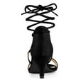 thumbnail image 3 of BLISSFUL STEP Women's Open Toe Kitten Heel Lace Up Sandals, 3 of 7