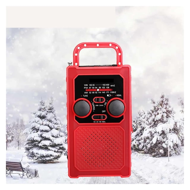 Radio d'Urgence Portable FM AM SOS Éclairage LED Récepteur Radio Solaire à Manivelle pour Camping, Facile à Utiliser