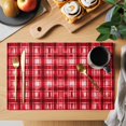 thumbnail image 2 of Placemats Set of 4, Red Plaid Woven Placemat, Linen Place Mats for Kitchen/Dining Tables, Modern Art Checkered Farmhouse Washable Table Mats for Party, 2 of 8