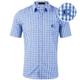thumbnail image 3 of Lullu Boys Casual Plaid Button Down Shirt Short Sleeve Checkered Shirt, Blue, Sizes 3-14, 3 of 3