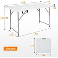 thumbnail image 7 of 4FT Folding Table, Height Adjustable Table, Heavy Duty Plastic Tables Portable Fold-in-Half Utility Table w/Handle & Lock for Camping BBQ Party Banquet Wedding Market Events, 330LBS, 7 of 7