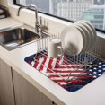 thumbnail image 2 of Patriotic US Flag Dish Drying Mats for Kitchen Counter, Star Stripes Independence Day Farmhouse Absorbent Coffee Bar Mat with Non-slip Rubber Backed Quick Drying Dish Rack Pad 12"x16", 2 of 9