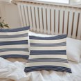 thumbnail image 6 of Throw Pillow Covers 16x16 Inch Set of 2, Navy Blue Striped Waterproof Outdoor Pillow Covers, Modern Geometric Horizontal Stripes Beige Decorative Cushion Pillowcases for Patio Garden Couch Bed, 6 of 9