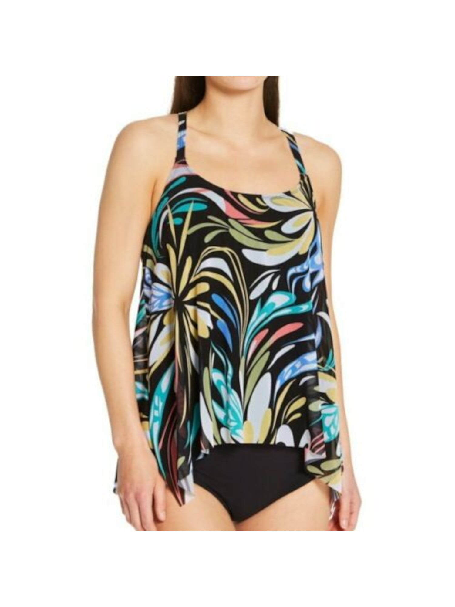 Women's Coco Reef U69035 Retro Swirl Current Mesh Layer Tankini Swim Top  (Castaway Black 38C) - Walmart.com